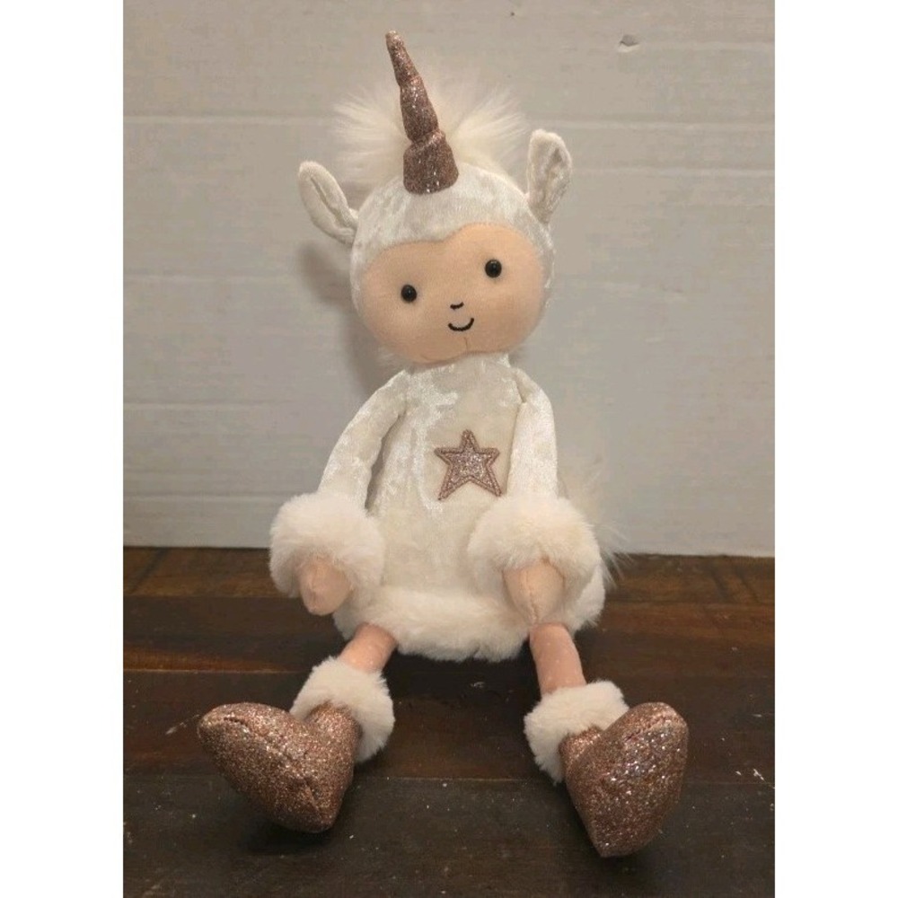 Jellycat London Stardust Unicorn Retired White Soft Toy Plush Rose Gold Star